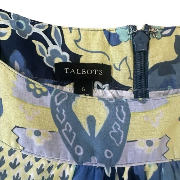 Talbots Retro Style 100% Cotton Abstract Floral Print Shift Dress Size 6 - Picture 9 of 10